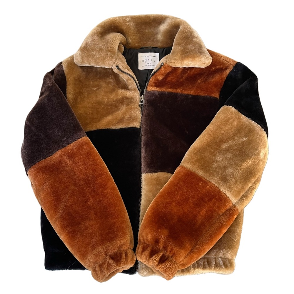 Urban Outfitters Streetwear Colorblock Men's/Unisex Money Faux Fur Jacket Sz S - Picture 4 of 7